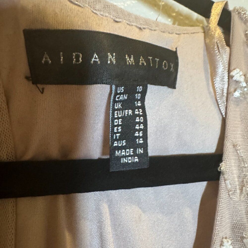 Aidan Mattox V-Neck Thigh High Side Slit Blouson Beaded Sheath Dress Size 10 NWT - Picture 9 of 15